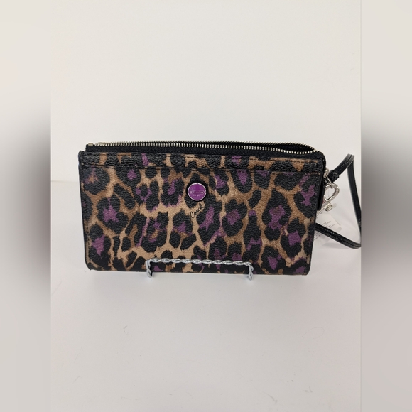 Coach Wristlet Animal Print Clutch with Purple Highlights NWT - Picture 1 of 2